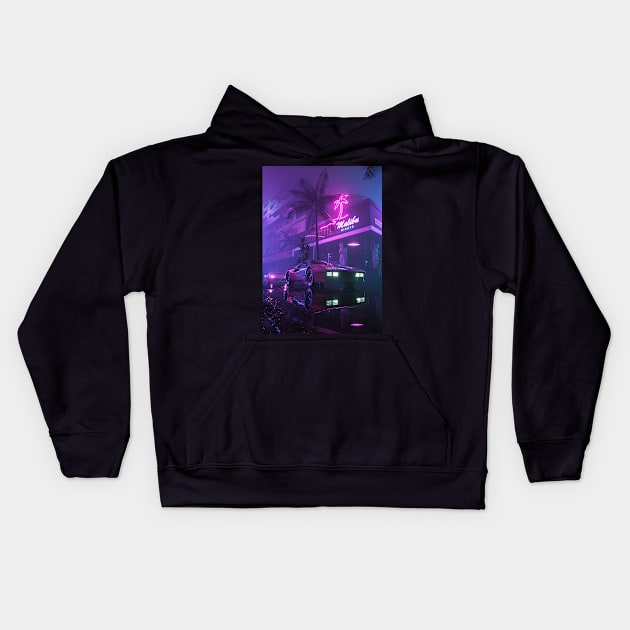 Mallibu nights Kids Hoodie by skiegraphicstudio